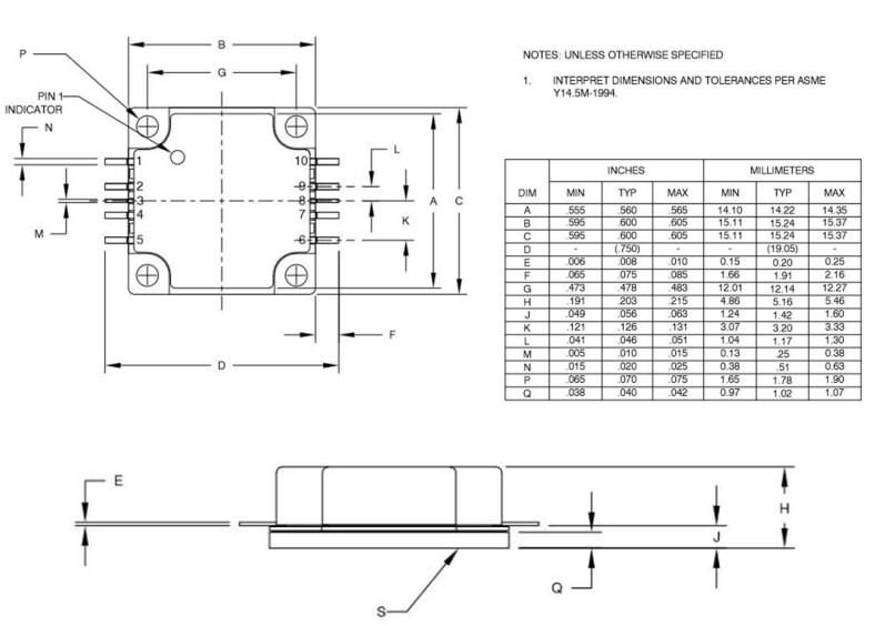 Mechanical Drawing - MACOM CMPA601J025F Power Amplifier